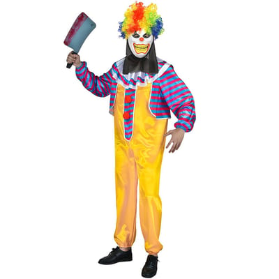 Halloween Kostuum Horror Clown Geel – One Size – Inclusief Jumpsuit en Masker – Griezel & Verkleedkleding