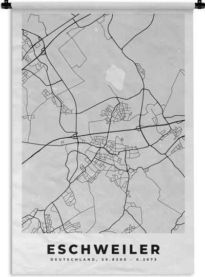 Wandkleed - Wanddoek - Stadskaart - Eschweiler - Kaart - Duitsland - Plattegrond - 120x180 cm - Wandtapijt