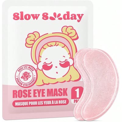 Slow Sunday Rose Oogmasker, Oogpatches, Koreaanse Huidverzorging, Rozenwater & Natriumhyaluronate, Verminder Ogenwallen, Verbeter Donkere Kringen, Straf de Huid, Verhelder Oogcontour, Verfrissend, Geschikt voor Herfst & Winter, Halloween & Kerstmis