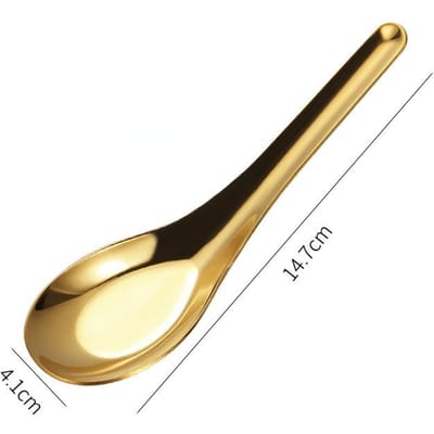 304 Roestvrij Staal Platte Bodem Rijst Soeplepel Zilver Goud Spiegelgepolijst Tafelgerei Huishoudelijke rijstlepel Keukengerei beige
