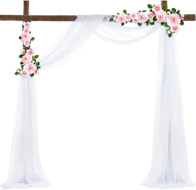 Elegante Witte Chiffon Trouwgordijn voor Bruiloft en Babyshower - Decoratieve Tulle Achtergrond voor Ceremonies en Feesten, 75 x