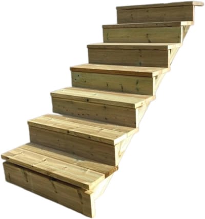 Houten buitentrap - 7 treden, hoogte 122 cm, breedte 60 cm