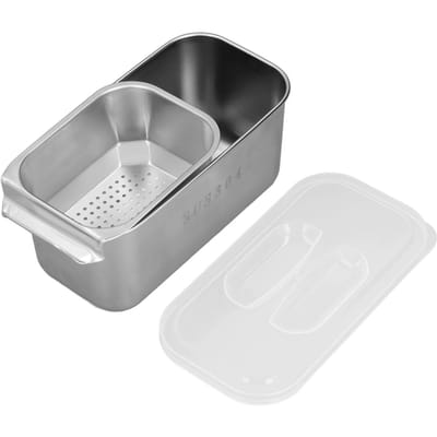 304 Roestvrij Staal Snackcontainer Kleine Metalen Bento Lunchbox met Verwijderbare Verdeeler en Deksel voor School Reizen Werk L white