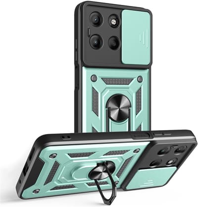 Coverup Hoesje - Geschikt voor Motorola Moto G15 / G17 (Power) Hoesje - Coverup Armor Ring Kickstand Back Cover met Camera Shield - Groen