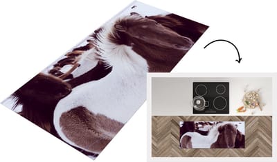 Keukenloper - Loper keuken - Paard - Sneeuw - Wit - 120x50 cm - Keukenloper vinyl