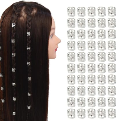 50 Stuks Haar Dreadlocks Accessoires Verzilverde Metalen Klemmen Ringen voor Vlechten