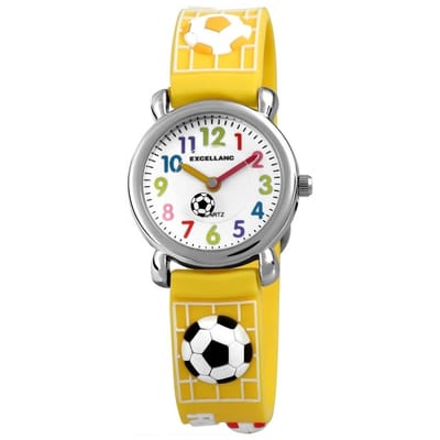 EXCELLANC Excellanc kinderhorloge Fußball, zilverkleurig, Mineralglas
