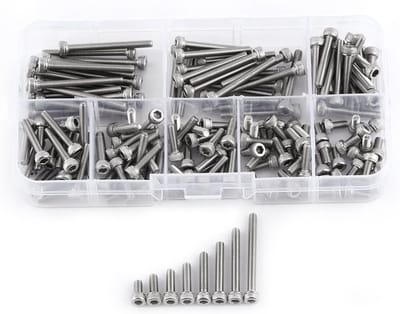 Complete Set van 160 Stuks Hexagonale Bouten met Cilindrische Kop in RVS 304 M3 6/8/10/12/16/20/25/30 mm voor Diverse Toepassingen