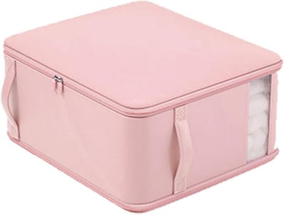 Dekbed Tas - Opbergzak - Ruimte Besparen - Transparant Venster - Maat L - Roze
