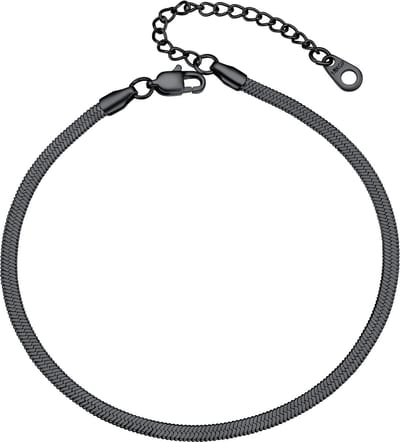 Dailygoods- Enkelarmband Verstelbaar - Roestvrij Stalen Enkelkettinkje - Figaro/Tarwe Design - Gevlochten Touw - Gepersonaliseerd - Inclusief Fluwelen Zakje/Sieraden Geschenkdoos