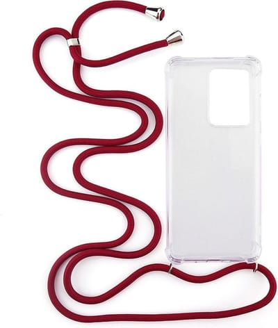 Shop4 - Samsung Galaxy S20 Ultra Hoesje - Zachte Back Case met Koord Donker Rood