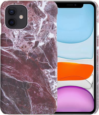 Hoesje Geschikt voor iPhone 11 Hoesje Marmer Hardcover Fashion Case Hoes - Hoes Geschikt voor iPhone 11 Marmer Hoesje Hardcase Back Cover - Rood