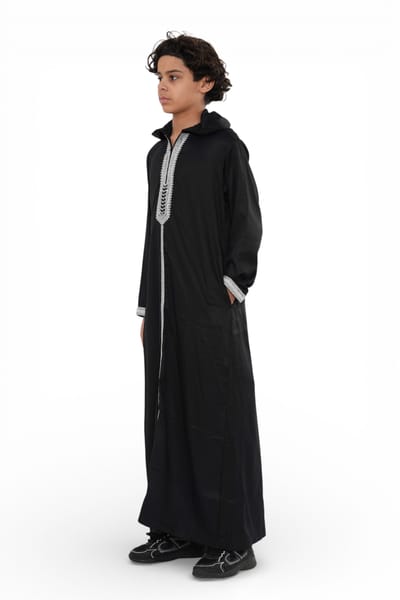 Kinderen jongens zwarte Eid hooded Marokkaanse Thobe gewaad Djellaba Ramadan Jubba- K-HM3