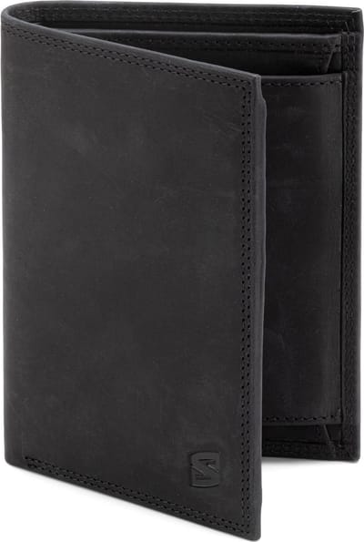 SERASAR Lederen Herenportemonnee [Vintage] - Zwart - Met RFID-Bescherming