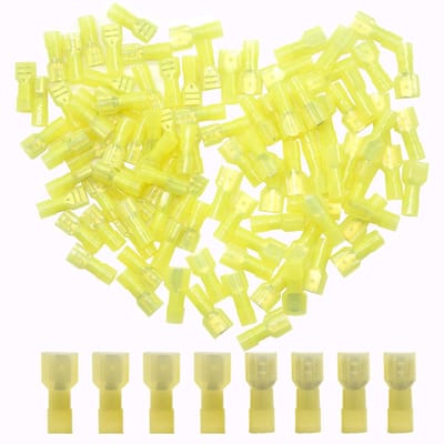 Stekkers Set - Krimpers Connectoren - Elektrische Verbindingen - Geïsoleerd Nylon - 100 Stuks - Geel