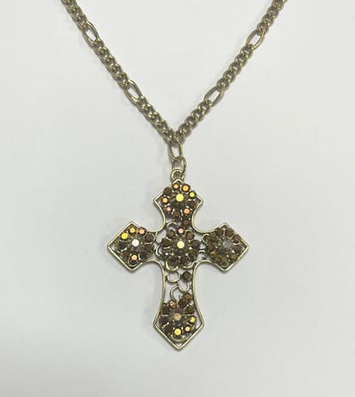 Ketting Kruis - Cross - Goudkleurig - Zirkonia - 90 Centimeter - Damesdingetjes