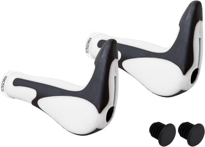 Ergonomische Fietsgrip met Bar End voor Mountainbike - Wit/Zwart