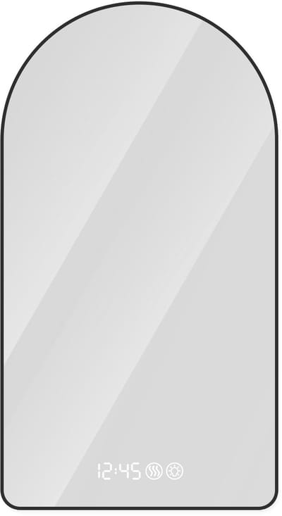Merax LED Badkamerspiegel - 70x120cm - Gebogen Wandspiegel met Tijd en Temperatuur Display - Dimbare Verlichting - Anti-condens Functie - Zwarte Rand - Moderne Smart Spiegel