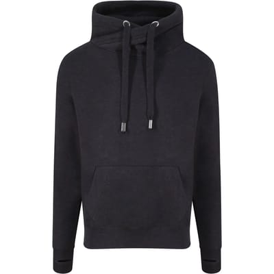 Just Hoods Cross Neck Hoodie JH021 - BLACK SMOKE - XS