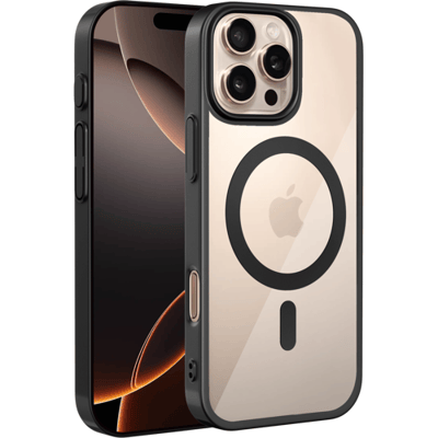 Coverzs clear MagSafe hardcase hoesje geschikt voor iPhone 15 Pro (zwart) - MagSafe, shockbestendig, premium bescherming