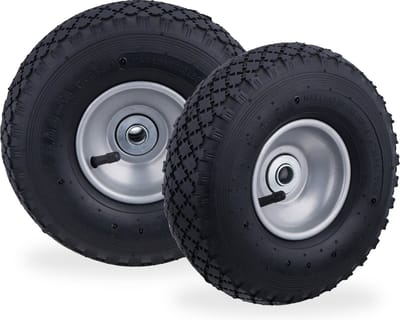steekwagenwiel - 3.00-4" - set van 2 - luchtband - stalen velg - 100 kg - zwart