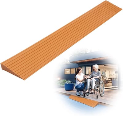 Deurdrempel Oprijplaat - Rolstoelhelling Rollatorhelling - Drempels Overbruggen - Antislip Oppervlak - 100 x 8 x 2 cm - Lichtbruin