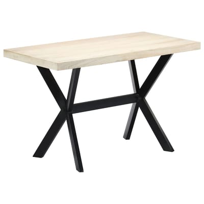vidaXL - Eettafel - 120x60x75 - cm - massief - mangohout - wit