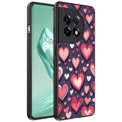 Geschikt voor OnePlus 12R Telefoonhoesje met Hartjes Opdruk - TPU Backcover Case With Heart Design - Smartphonica geschikt voor OnePlus 12R