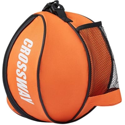 1 sac à bandoulière avec 2 poches latérales en filet pour sac de basket-ball, sac de sport, sac à bandoulière pour ballon de football orange