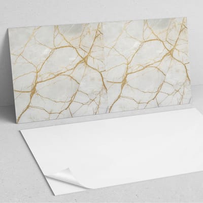 Coloray Wandpanelen Zelfklevend - Elegant marmerpatroon PVC Wandpaneel - 100 cm x 50 cm - Wit Wandbekleding Zelfklevend - 1 stuk - Texturen Wandpanelen Zelfklevend - Wandpaneel Keuken - Wandpanelen Badkamer
