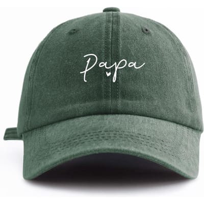 1 Stuk PAPA Print Gewassen Baseballpet, Klassiek Casual Retro Verstelbare Lichtgewicht Zonbescherming Veelzijdige Chauffeurspet voor Dagelijks Gebruik Adjustable groen