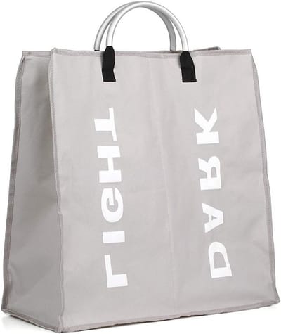 Vouwbare wasmand met 2 compartimenten, smalle wasmand met handvat, ideaal voor slaapkamer en studentenkamer, 54 x 50 x 23 cm