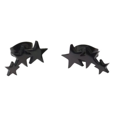 Aramat Jewels | Oorbellen | Stalen Zwarte Sterren Oorbellen - Stoer & Tijdloos | | | |13mm | Staal | Kinderen, Volwassenen | Verkleurd niet