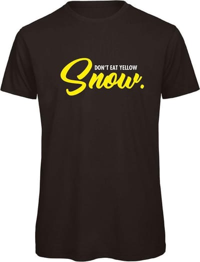 Don't eat yellow snow wintersport t-shirt zwart S - soBAD. | Foute apres ski outfit | kleding | verkleedkleren | wintersport t-shirt | wintersport dames en heren
