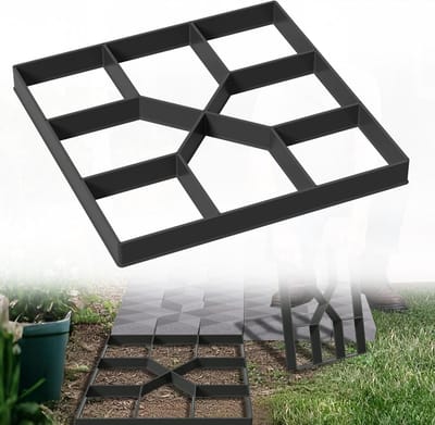 Beton Gietvorm - Looppad Bekisting - Tuinpad Aanleggen - Herbruikbaar Stevig Plastic - Vierkant 2 Stuks - Zwart