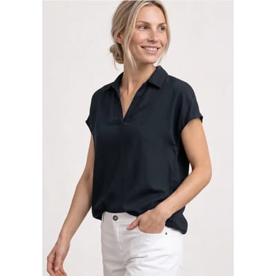Blouseshirt met overhemdkraag en elastische zoom