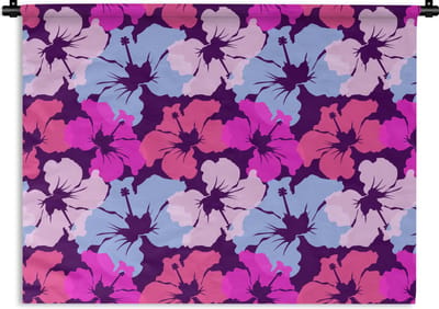 Wandkleed - Wanddoek - Pastel - Hibiscus - Bloem - Hawaii - Design - 120x90 cm - Wandtapijt