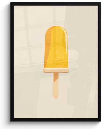Poster in lijst - Fotolijst 50x70 cm - Posters - Oranje - Stokje - Waterijsje - Posterlijst zwart - Decoratie - Wanddecoratie woonkamer - Muurdecoratie slaapkamer