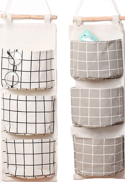 Opbergzakken linnen - Ruimtebesparend - 2 Stuks - Hangende opberger - Textiel - 64x25cm - Hangende Organizer voor aan Muur