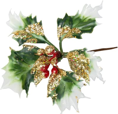 ARTYFETES - 4 hulsttakjes op steel met goudglitter 9 cm voor Kerst