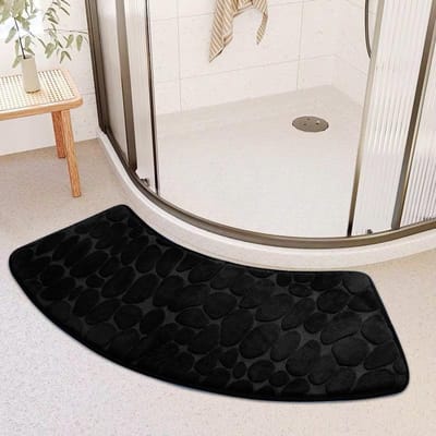 Luxe gebogen badmat, antislip zachte absorberende gewaaierde douchematten, wasbare badmat, hoekbadkuipvloertapijt voor douche 430MMx980MM