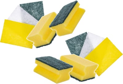 CM Schuursponsjes set - 10x stuks - met nagelbescherming - vezelspons doekjes - sterke reiniging - Afwassen/schoonmaken