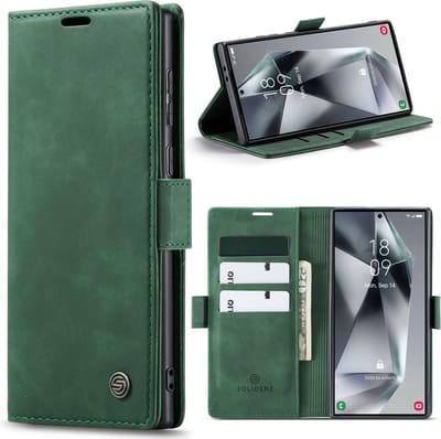 Solidenz Hoesje - Geschikt voor Samsung Galaxy S24 Ultra - Urban Book - Groen