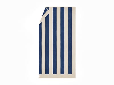 Yumeko strandlaken velours marineblauw blauw stripe 100x180 - 1 st - Biologisch & ecologisch