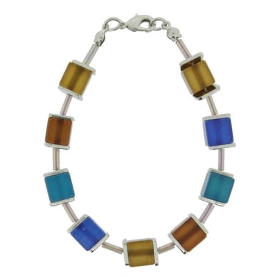 Behave - Armband blokjes blauw bruin - trendy kleuraccent zomerstijl