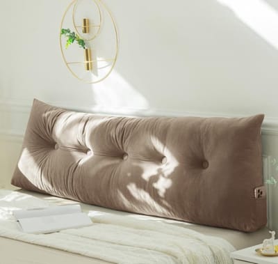 Hoofdbord Kussen - Leeskussen Rugsteun - Ontspannen Lezen - Luxe Fluweel - 200x40x12cm - Koffie