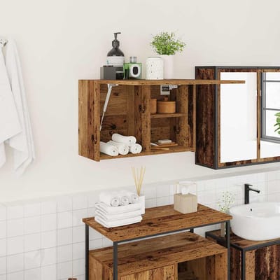vidaXL - Badkamerwandkast - 60x25x40 - cm - bewerkt - hout - oud - houtkleurig