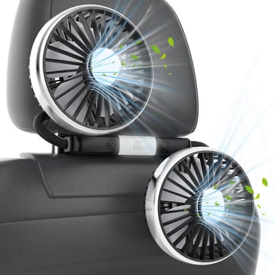 USB Autoventilator Achterbank - Dubbele Onafhankelijk Bestuurbare Koppen - 3 Snelheden - 360° Roteerbaar - DC 5V/2A - Voor Honda Civic Ford Toyota Wrangler Sahara Grand Cherokee