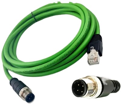 Waterdichte M12 RJ45 Connector Kabel - Ethernet Netwerk Draad - Industriële Verbindingen - Goud Vergulde Contacten - 10 Meter - Zwart