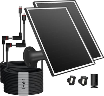 Zonnepaneel Set - Zonnelader Camera - Camera Voeden - Hoge Energieconversie - 2 Stuks 6W - Zwart